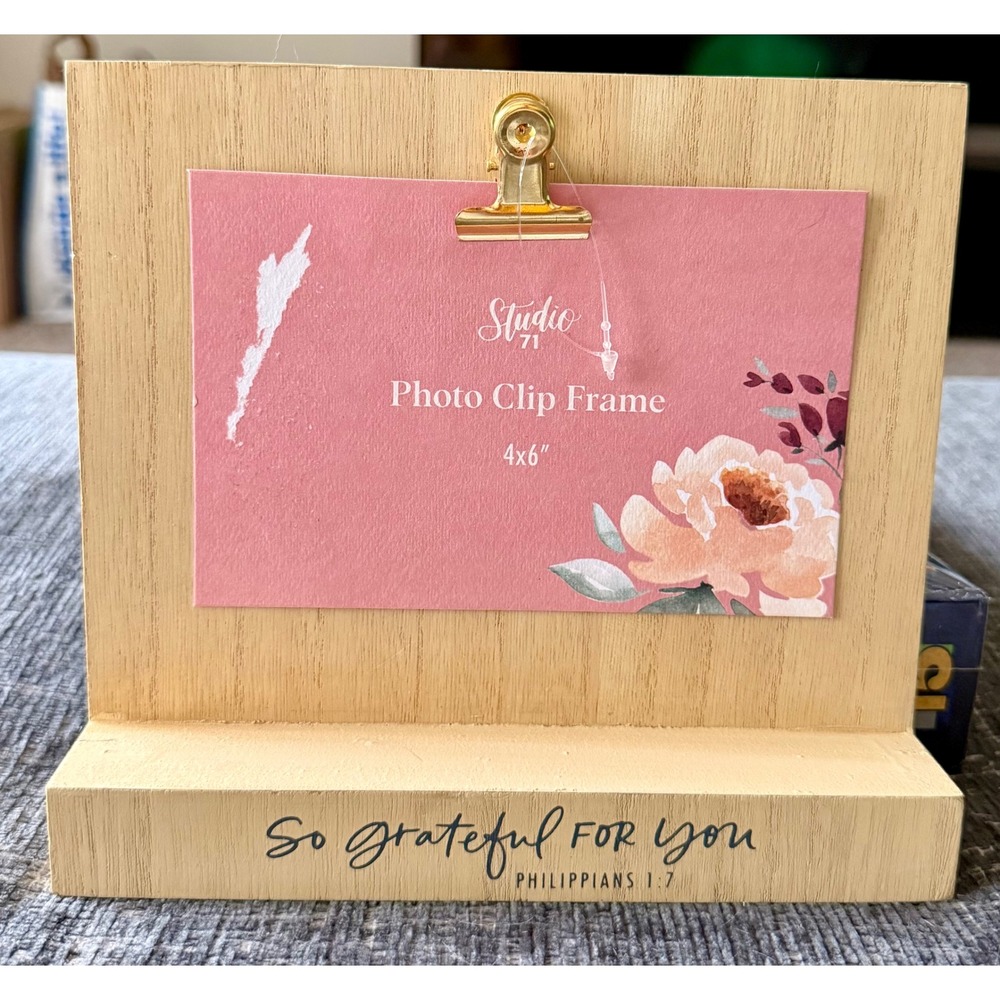 Photo Clip Frame Natural Wood Excellent Philippians 1:7 J4679
